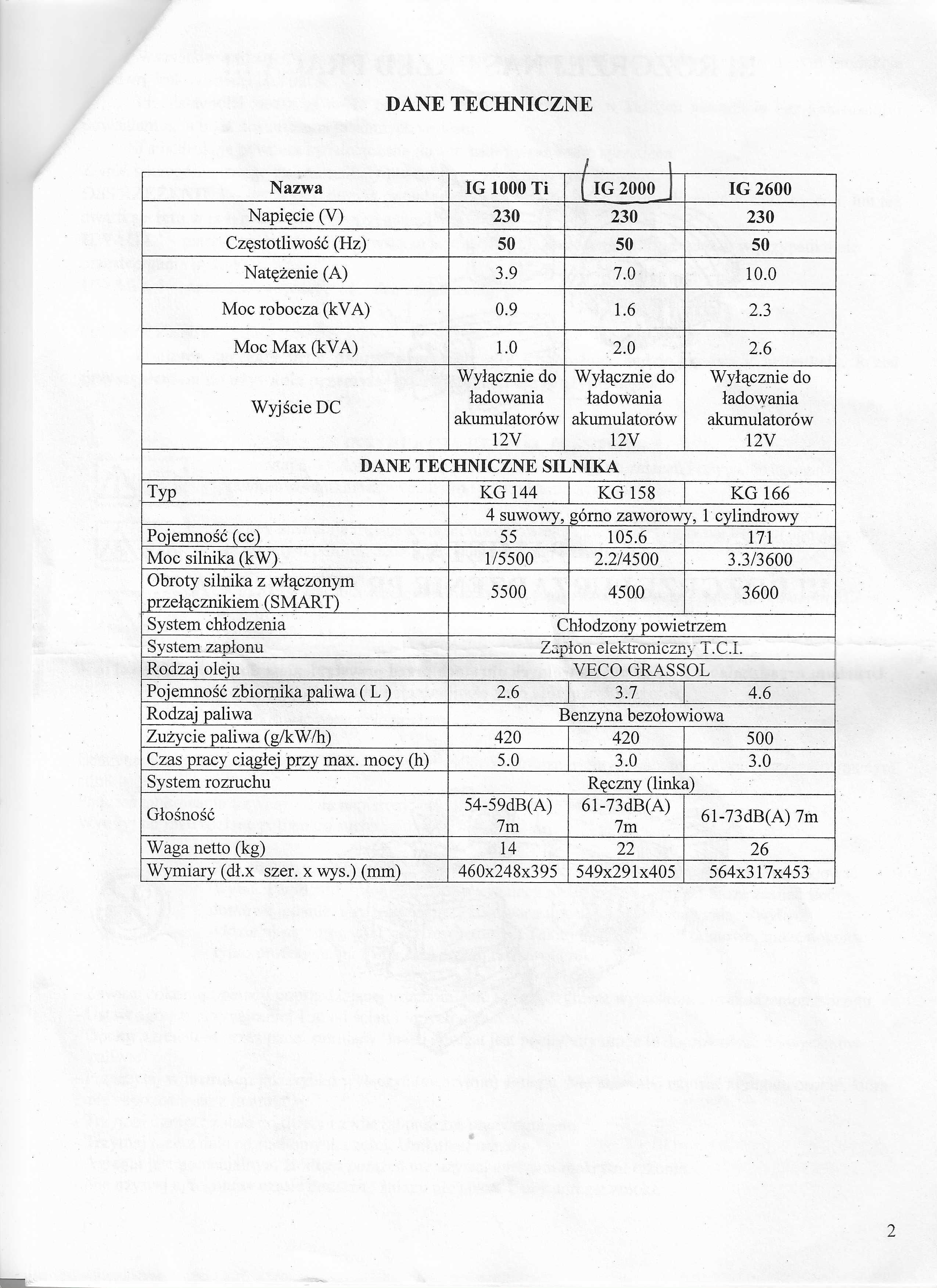 AGREGAT - KIPOR  KGE 2000 Ti- benzyna