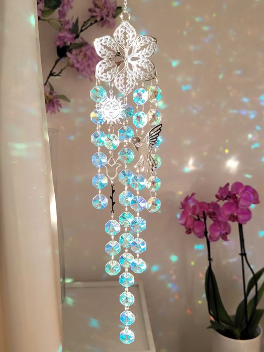 ŁAPACZ SŁOŃCA Snów Zawieszka na Okno Koliber Słońce Dzwonek Kolorowa