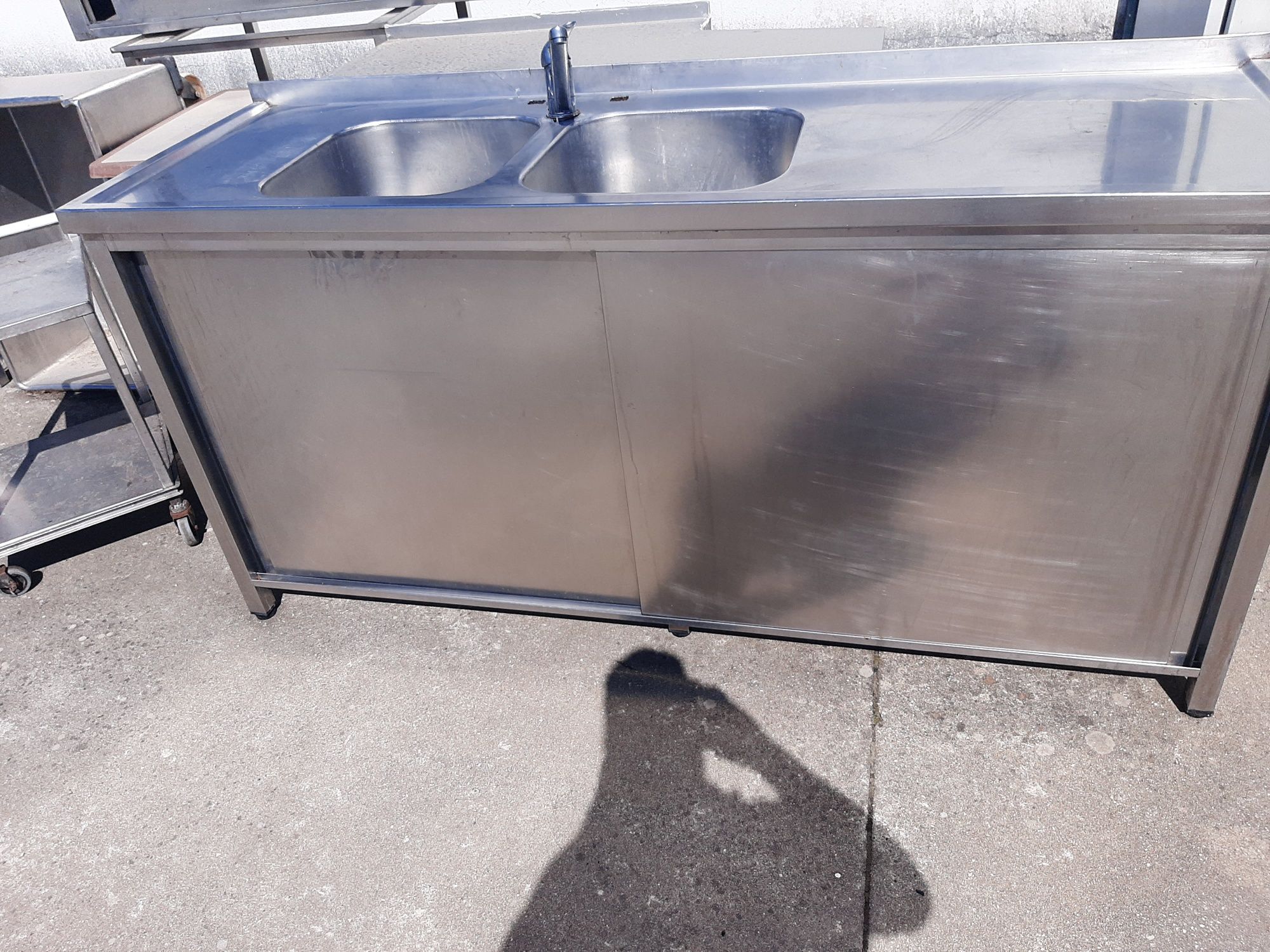 Bancada lava louças 2 cubas  em inox