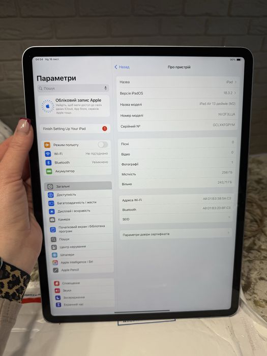 Apple iPad Air 13 inch M2 Wifi 256Gb Blue