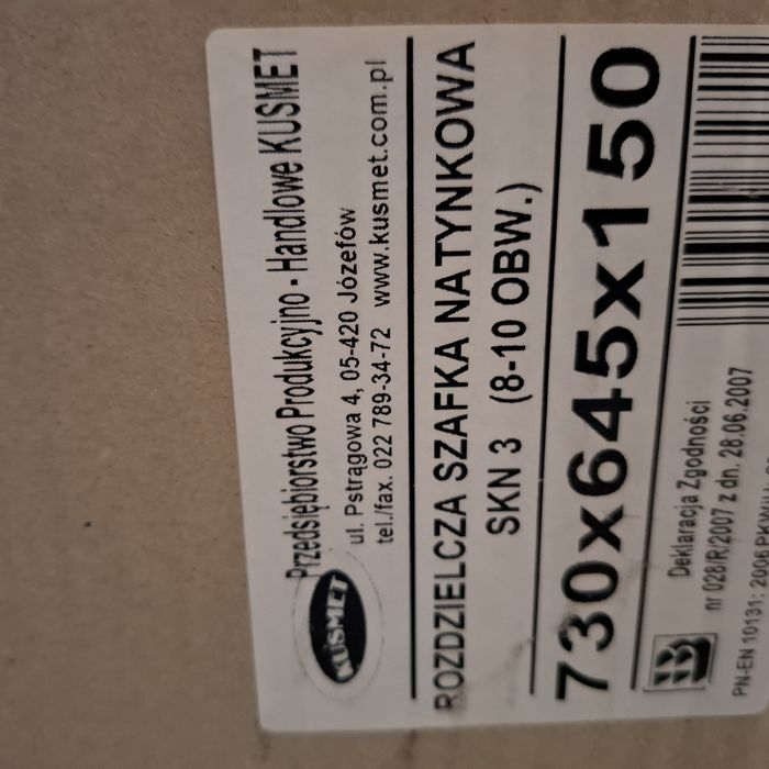 Szafa natynkowa 73x64,5x15 cm metalowa biala nowa