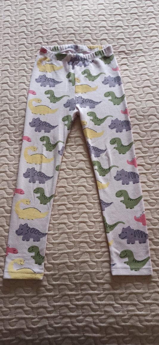 Legginsy w kolorowe dinozaury dla dziewczynki, marki Zara, rozmiar 110