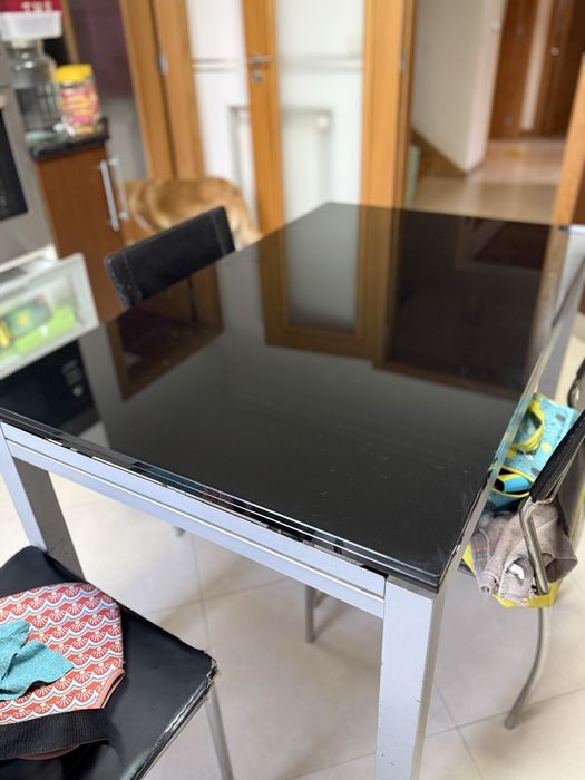 Mesa cozinha vidro 115cm - 175cm
