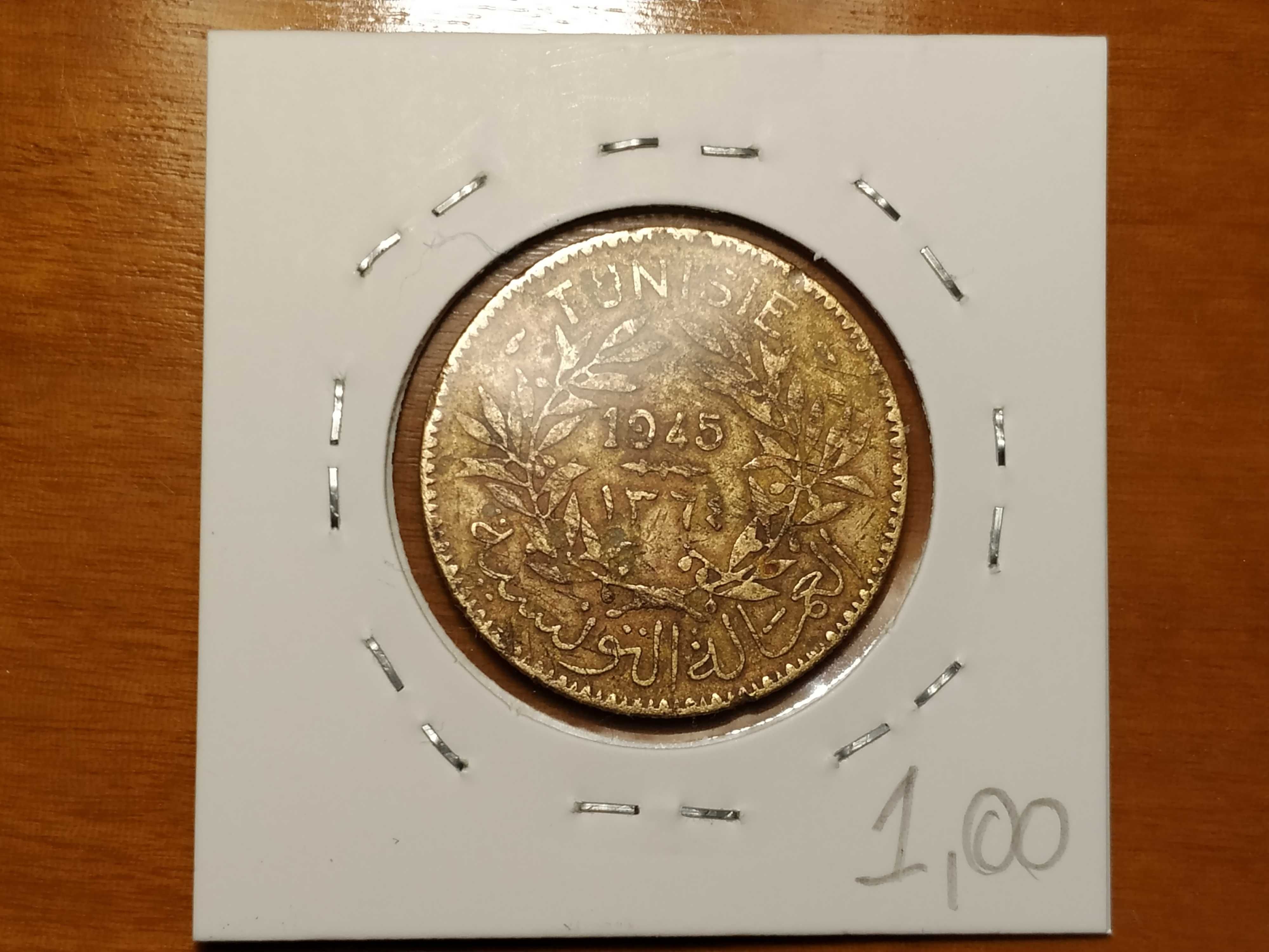 Tunísia - moeda de 2 francos de 1945