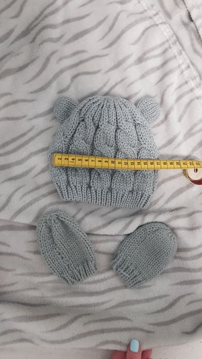 Zestaw dla chłopca czapka rękawiczki szare mięciutkie na zimę