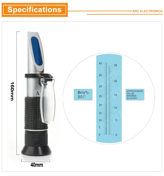 Рефрактометр сахар 0-40 алкоголь 0-25% двухкомпоненнтный RZ-121 цукор