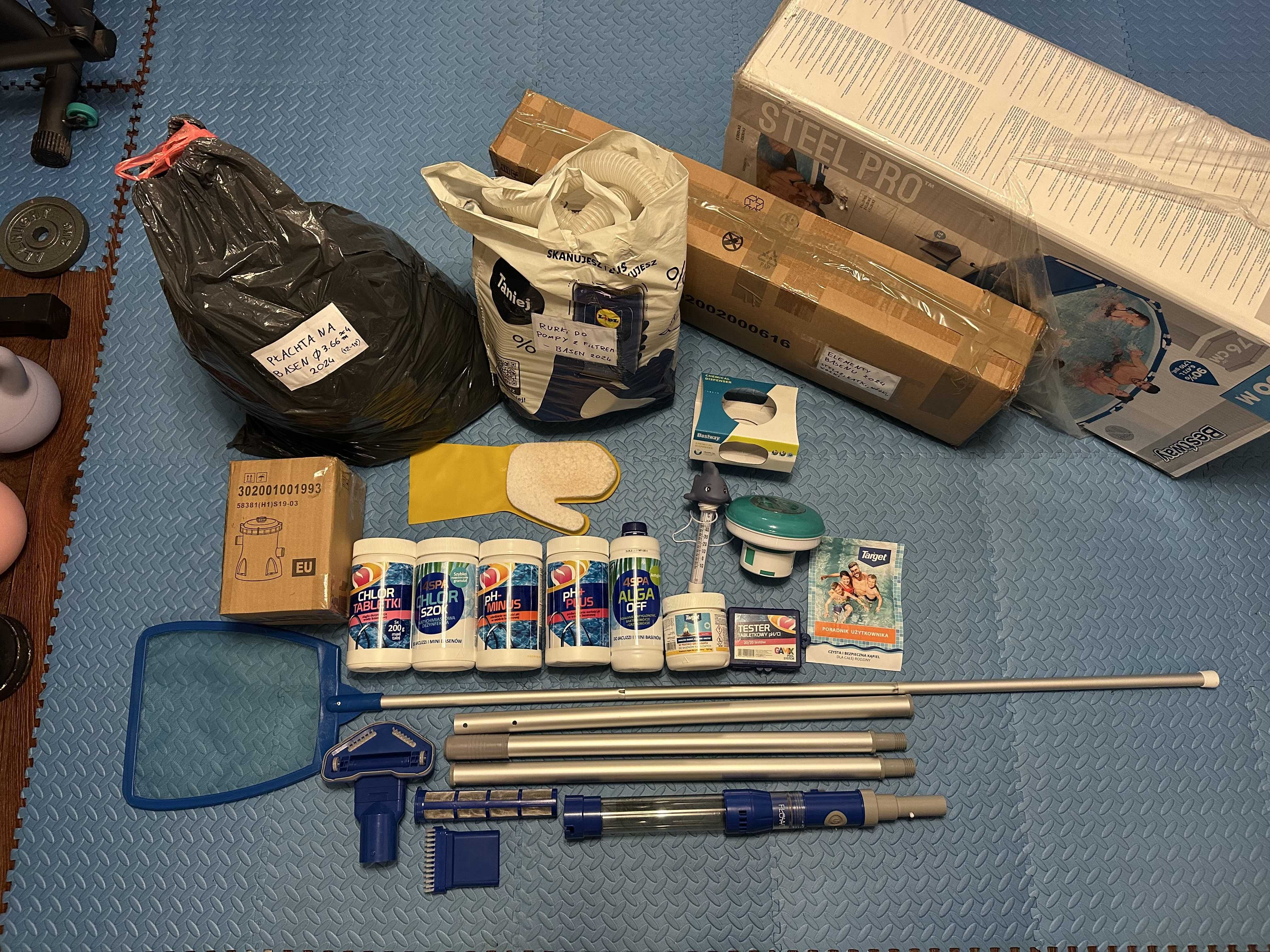 Basen stelażowy prawie nowy Bestway Steel Pro 3,66m + wiele dodatków