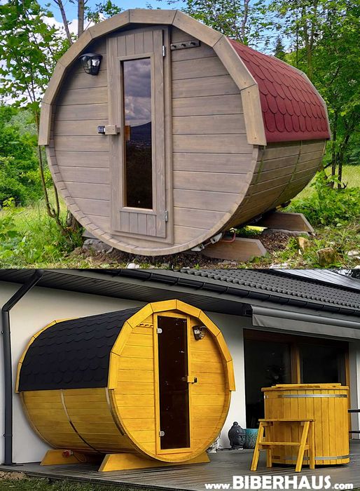 SAUNA Ogrodowa 200 cm MINI DWUpoziomowa +GRATIS Beczka 500L +Akcesoria