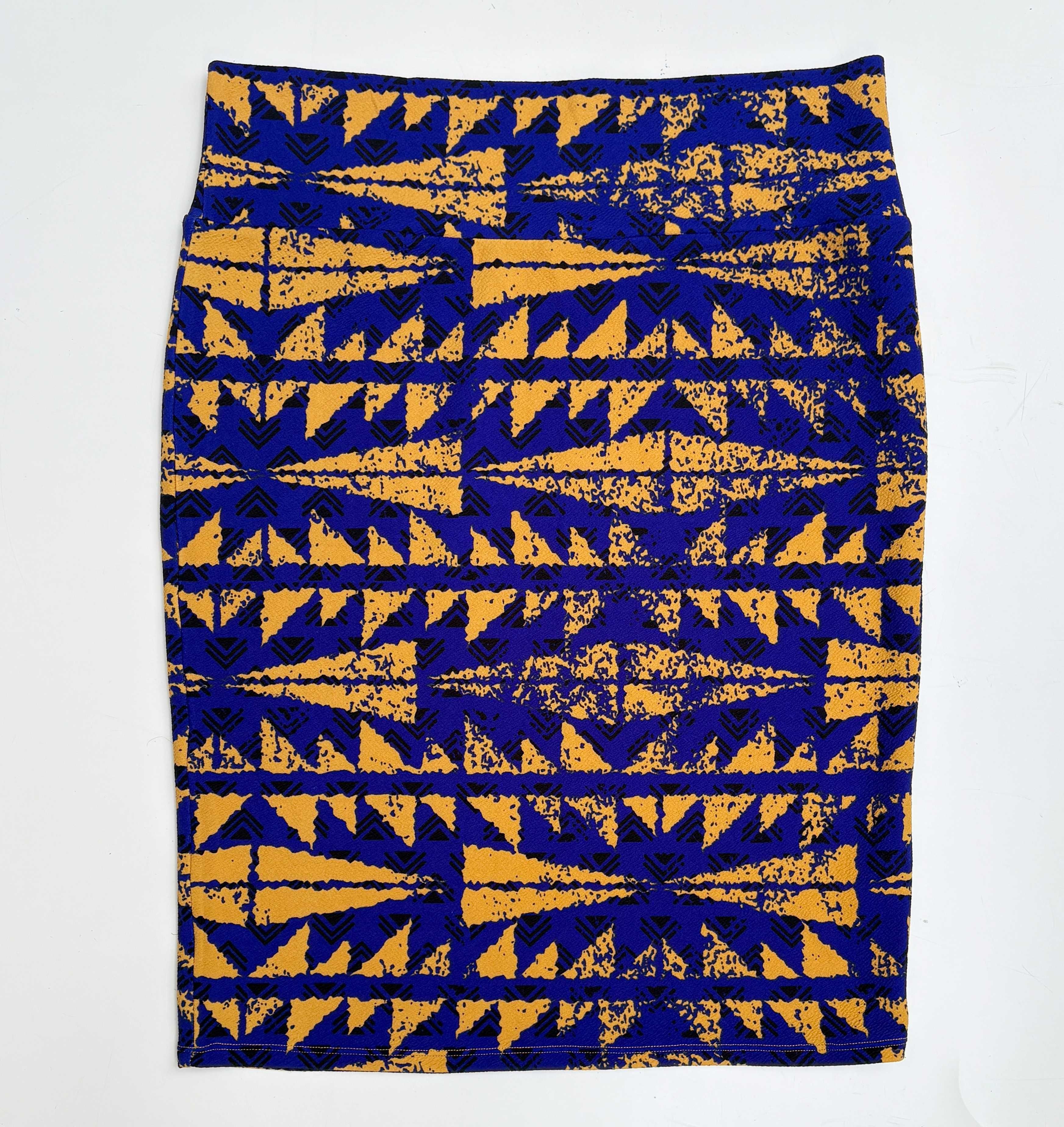Spódnica Prosta Granatowa Wzory XL 42 LulaRoe Żółta