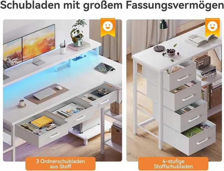 Biurko Gamingowe Narożne Coleshome 199,5 x 145,5 x 90 cm Biały