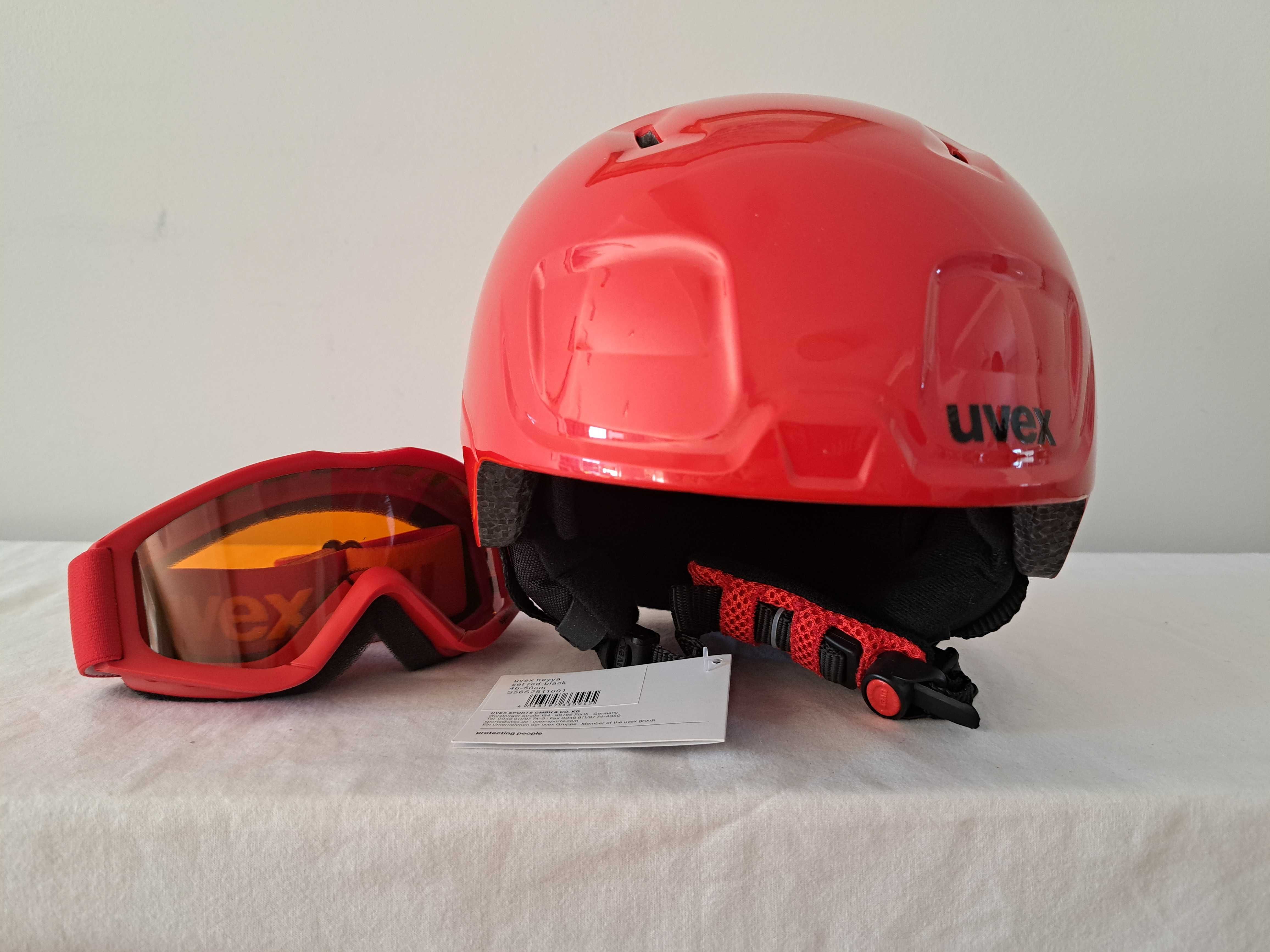 Kask narciarski dziecięcy Uvex Heyya Set Red Black Speedy XS 46-50cm