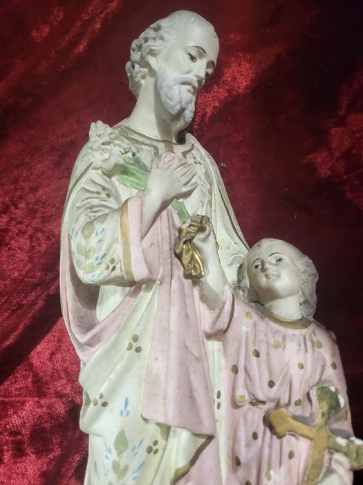 Stara figurka Święty Józef z Panem Jezusem