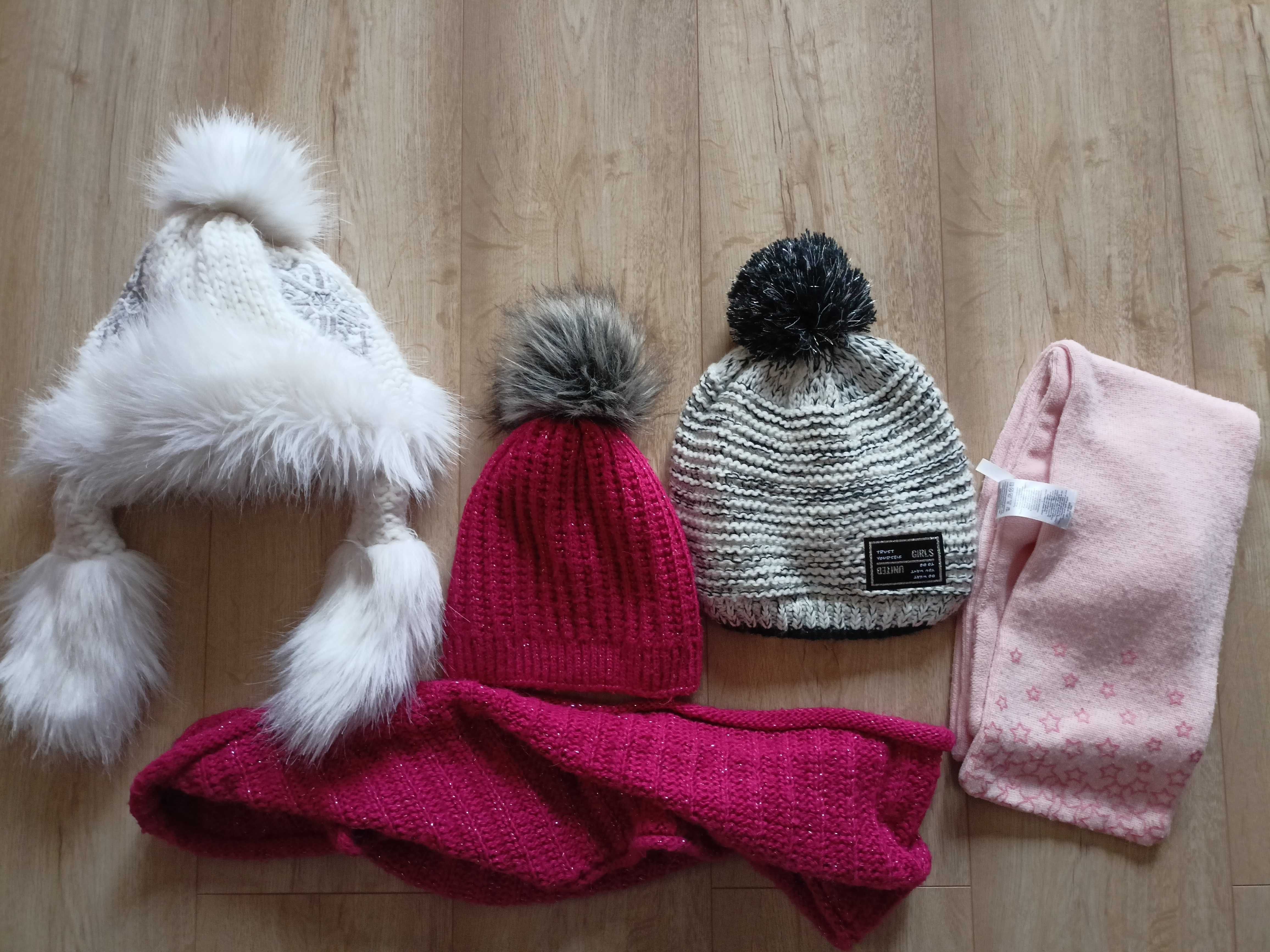 Piękne czapki i szaliki zimowe dla dziewczynki 7-11 lat