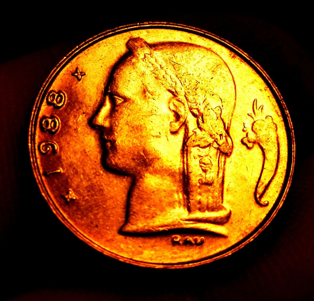 Moneta obiegowa 1 frank Belgia 1988r