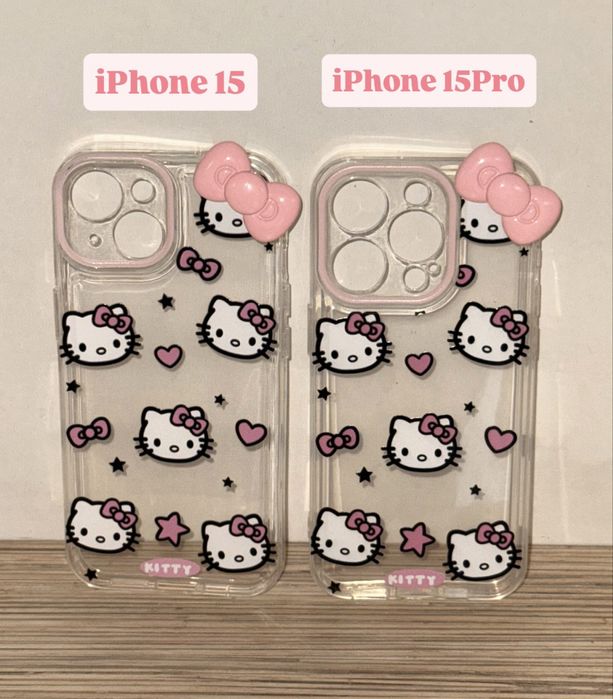 Чохол Hello Kitty iPhone 15, 15 pro, 16, 16 pro прозорий