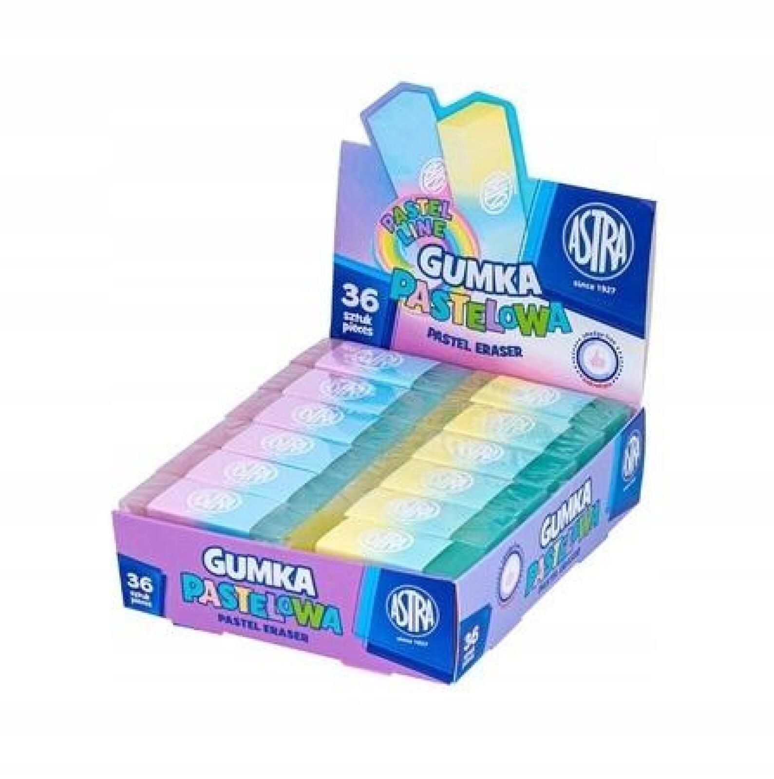 Gumka dwukolorowa Pastel Line (36szt) ASTRA ASTRA papiernicze pudełko
