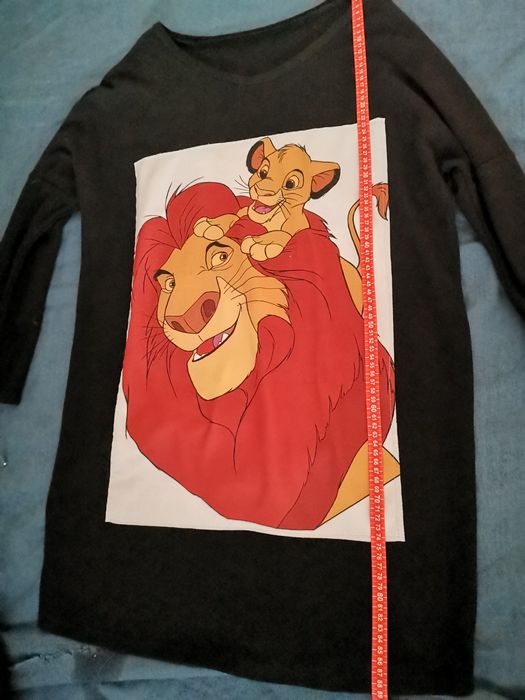 Czarna tunika król lew bluzka długa oversize simba mufasa sukienka xxl