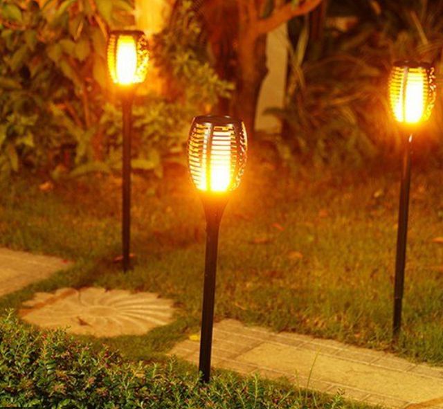 5x Lampa solarna, ogrodowa, LED, pochodnia, płomień, lampion