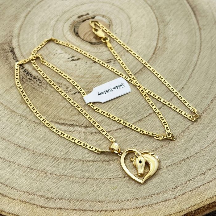 Biżuteria Dziecięca Złoty Naszyjnik Gucci + Serce 925 Łańcuszek Zawies