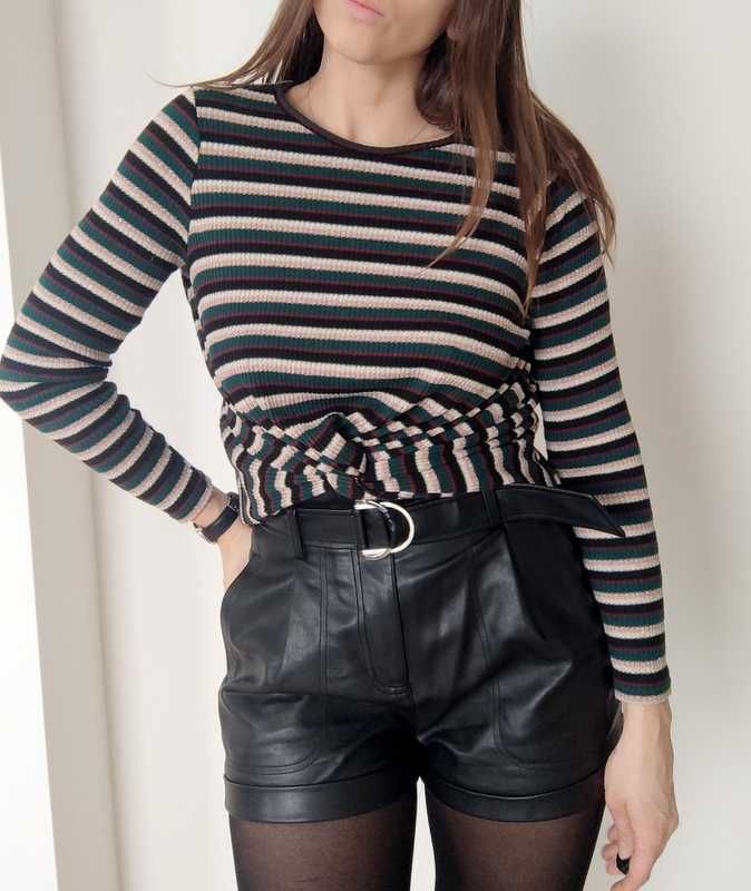 sweterek paski bluzka sweter crop top paski błyszczący New Look 36/38