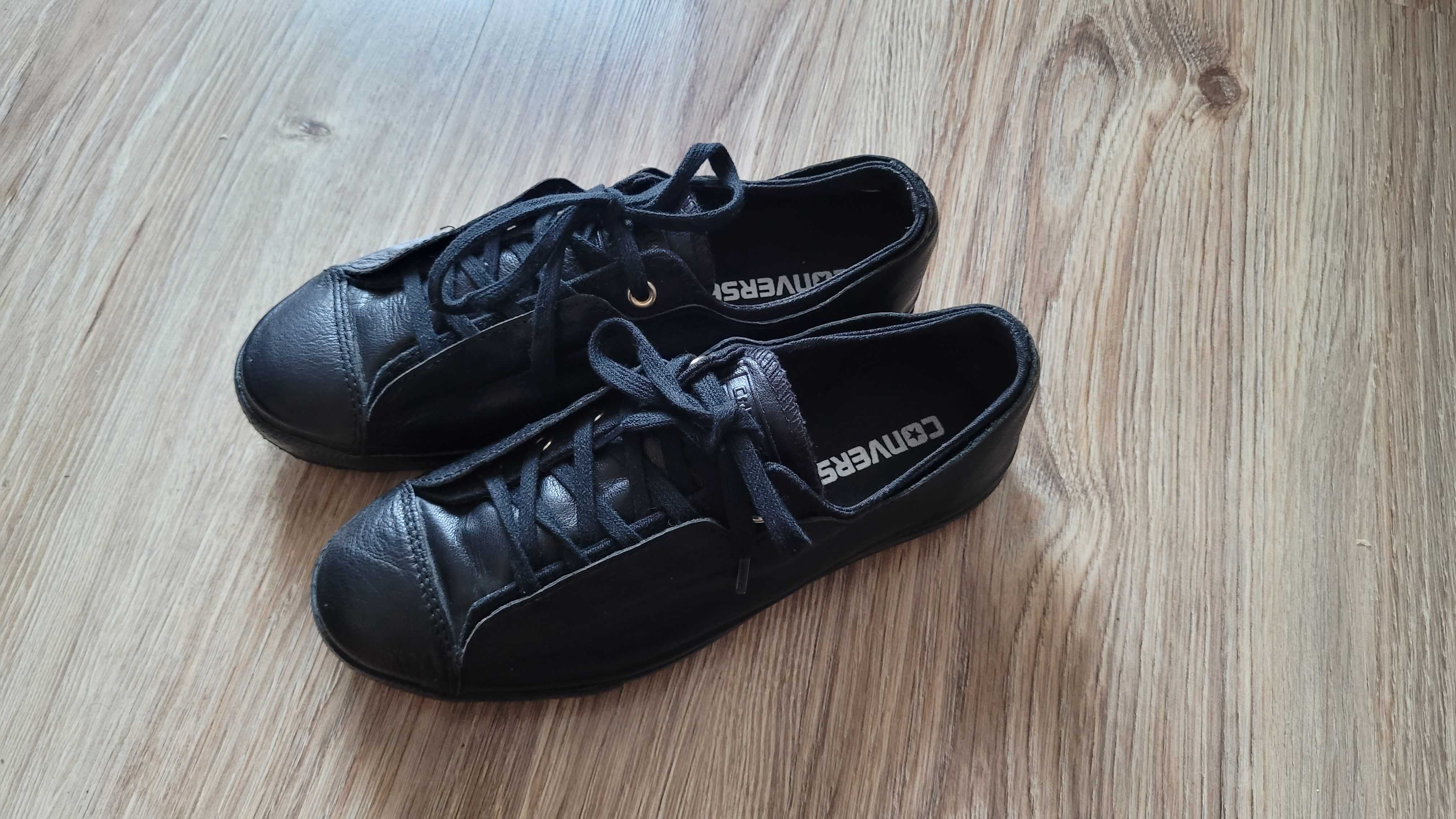 Czarne trampki Converse, na podwyższym spodzie, platformie, rozmiar 36
