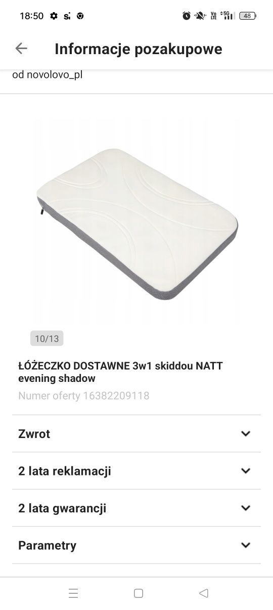Łóżeczko dostawne skidou nett 3 w1