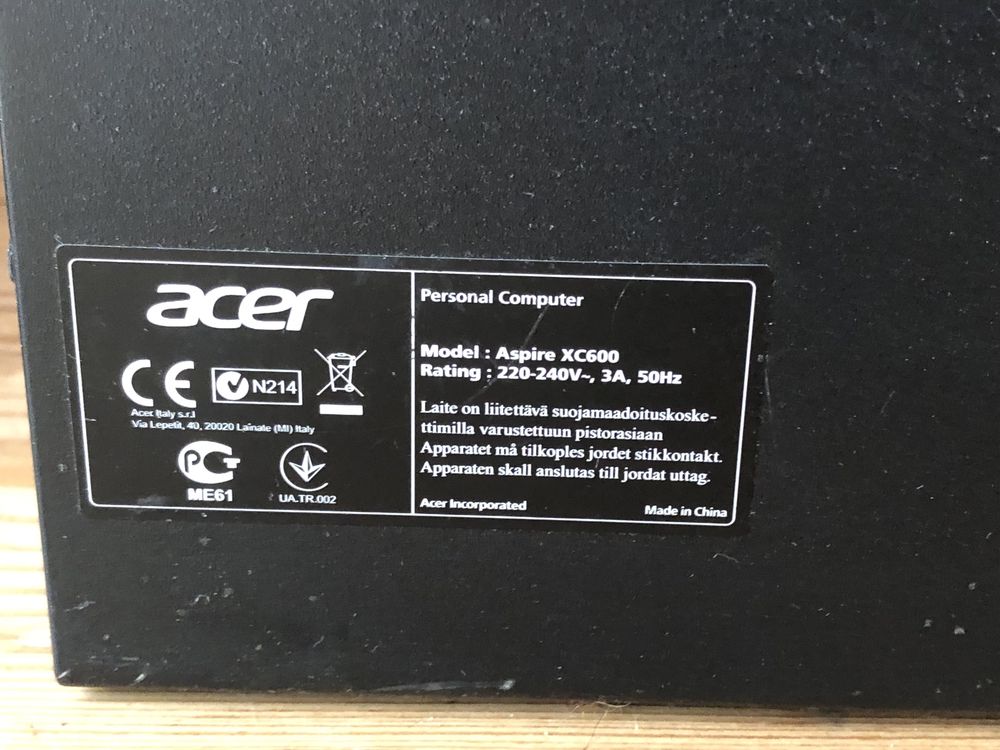 Настольный ПК Acer aspire XC 600