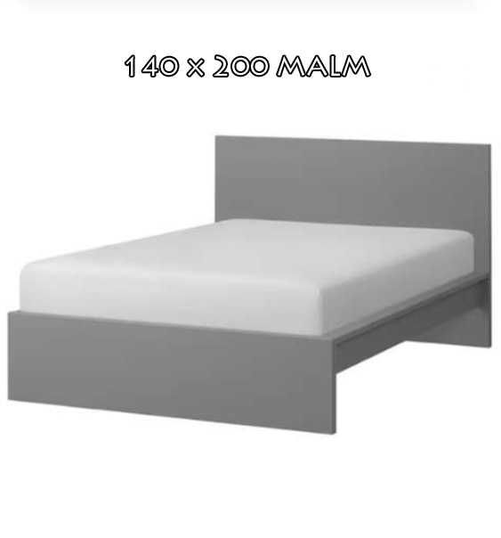 Łóżko Ikea Malm kolor szary 140x200