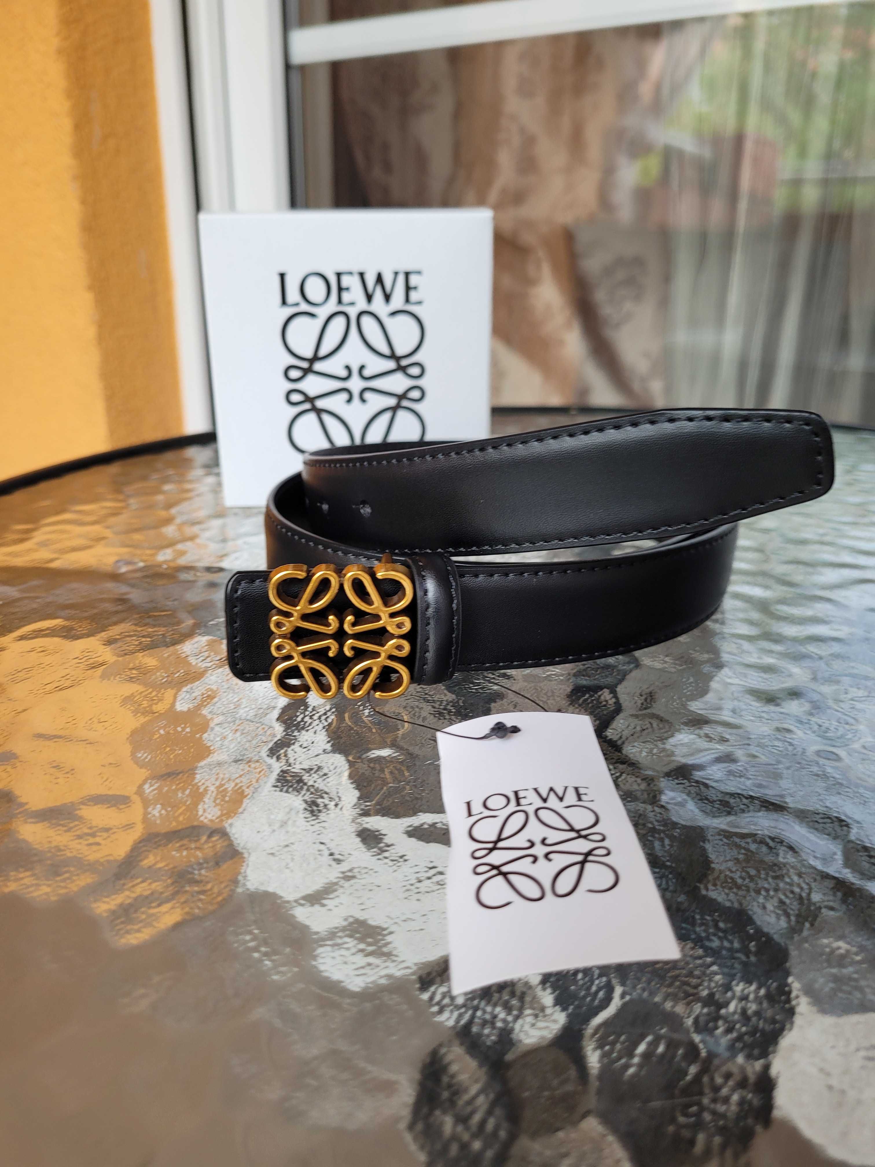 Czarny skórzany damski pasek Loewe 105 cm