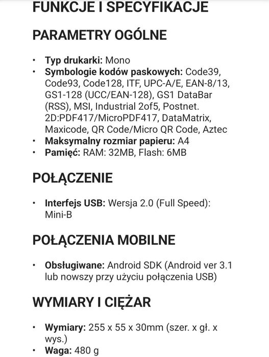 Drukarka termiczna Brother Pj 723