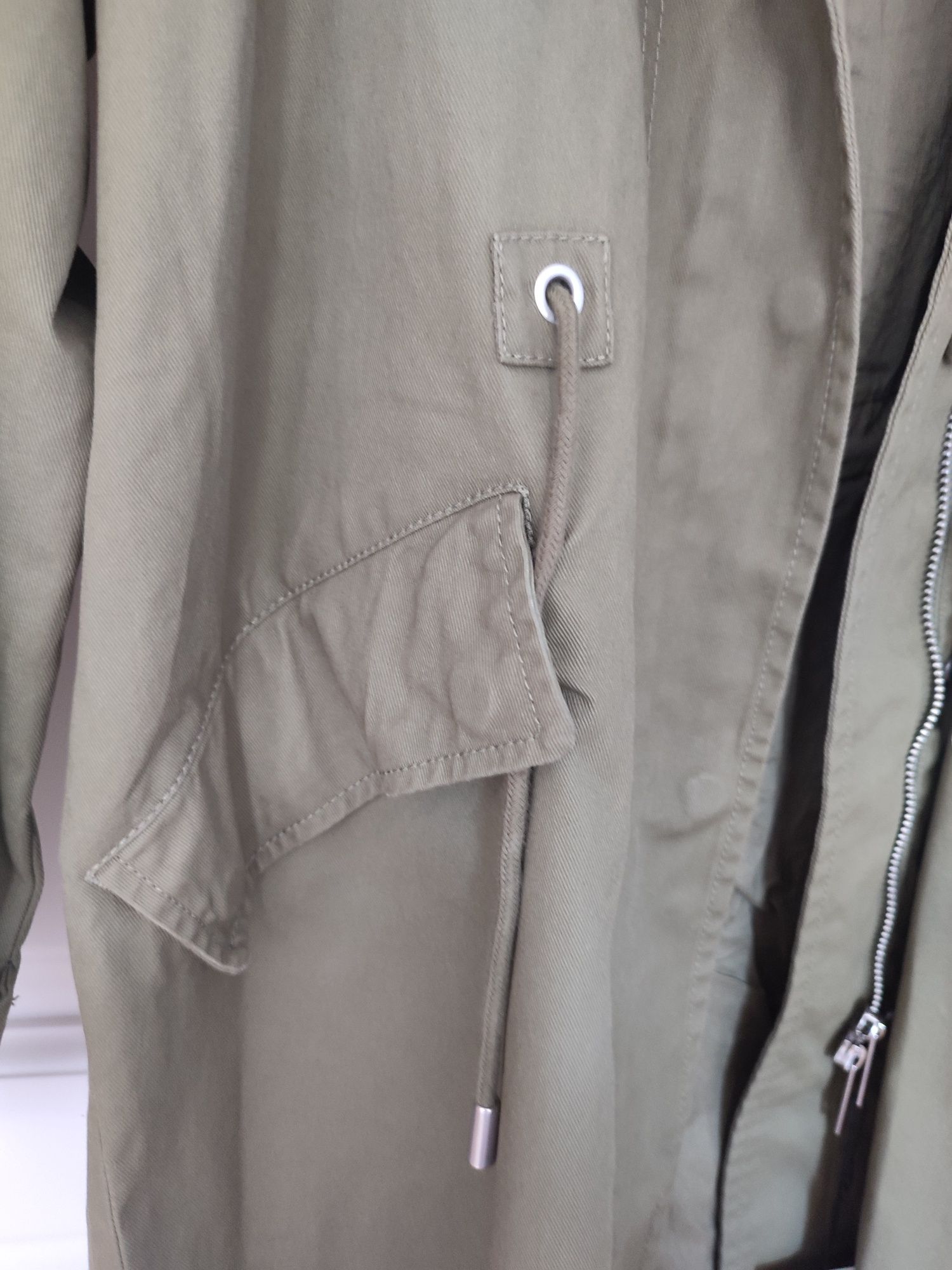 Parka z kapturem zielona Zara