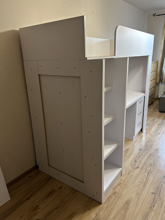 Łóżko piętrowe białe 80x200 z biurkiem