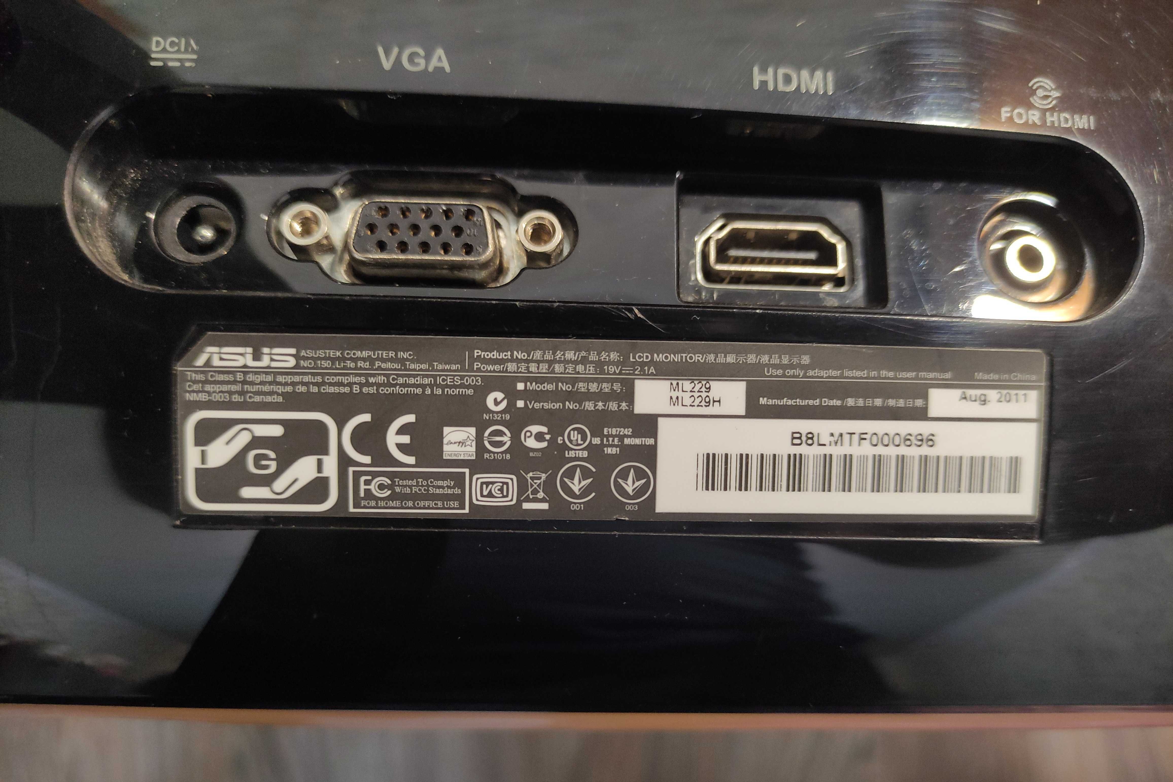 Монитор Full HD IPS (1920x1080) / диагональ - 21.5" / Asus ML229H