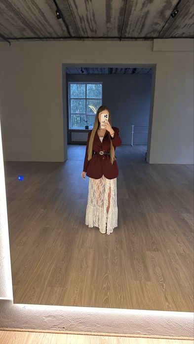 Кружевная юбка с шортами с разрезом | Юбка кружевная с воланами