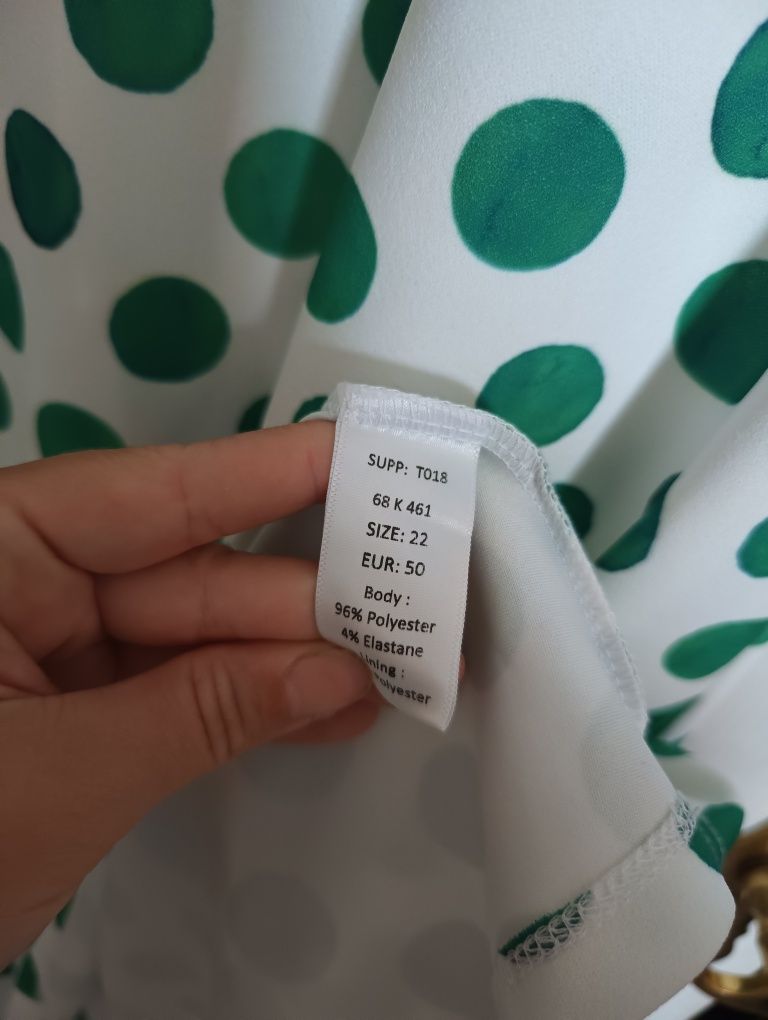 Nowa sukienka grochy kropki zielone elegancka 50 plus size wesele kale