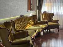 Komplet pięknych ludwików. Wypoczynek sofa + 2 fotele