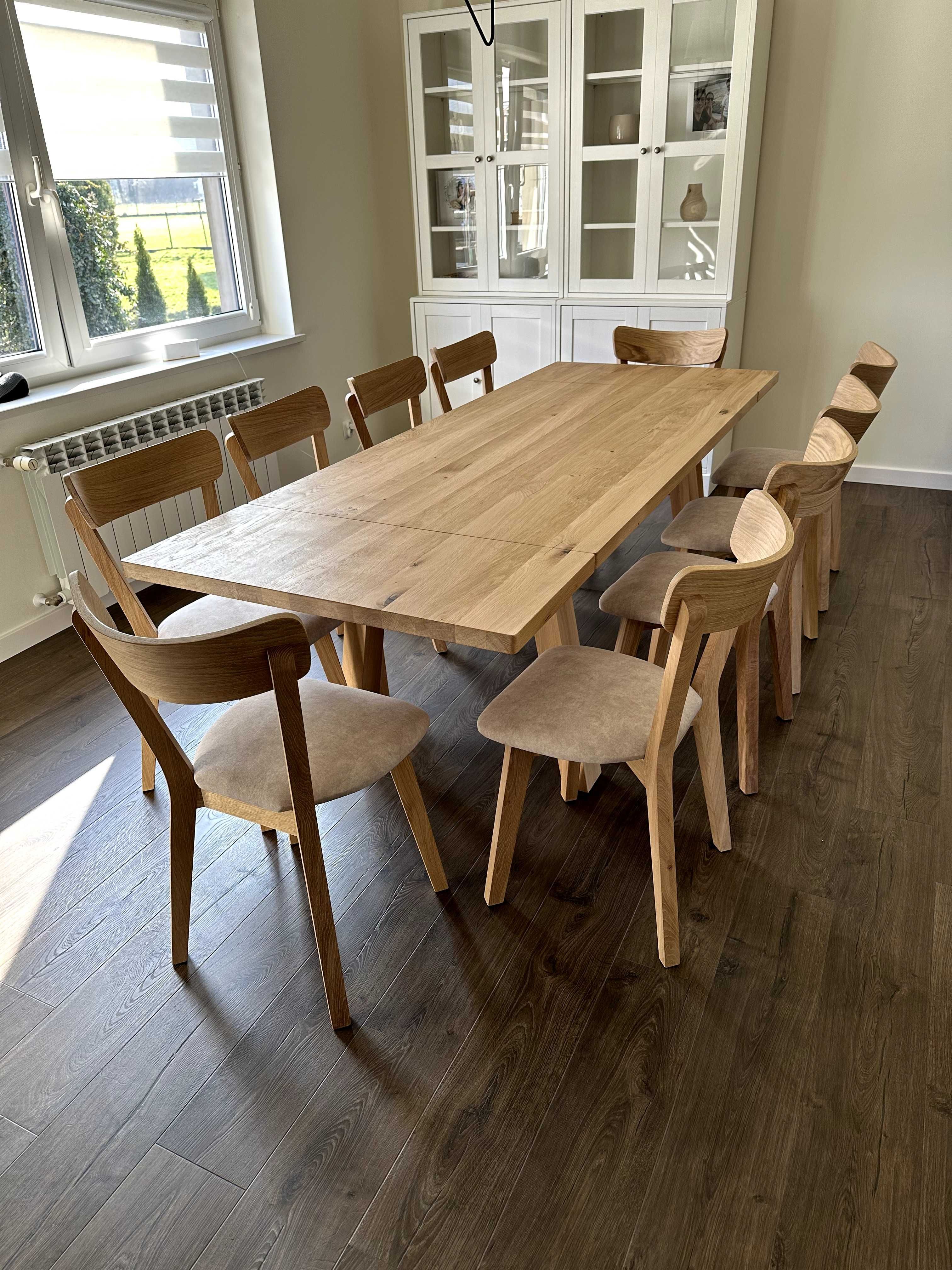 Stół z litego drewna dębowego 160x90 (+2x40 cm)