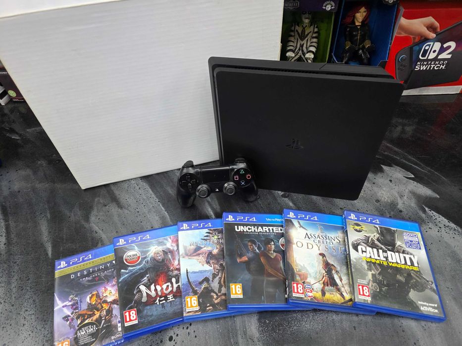 Konsola PS4 Playstation 4 SLIM 1TB + 6 dobrych gier Gwar 6 mc SKLEP
