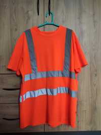 Pomarańczowa koszulka z krótkim rękawem t-shirt roboczy z odblaskiem