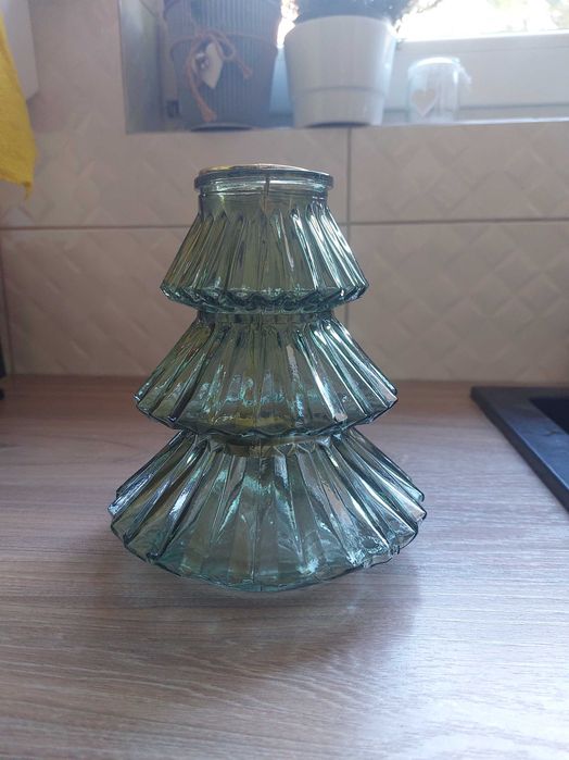 Świecznik na tealight / Wazonik Choinka zielony