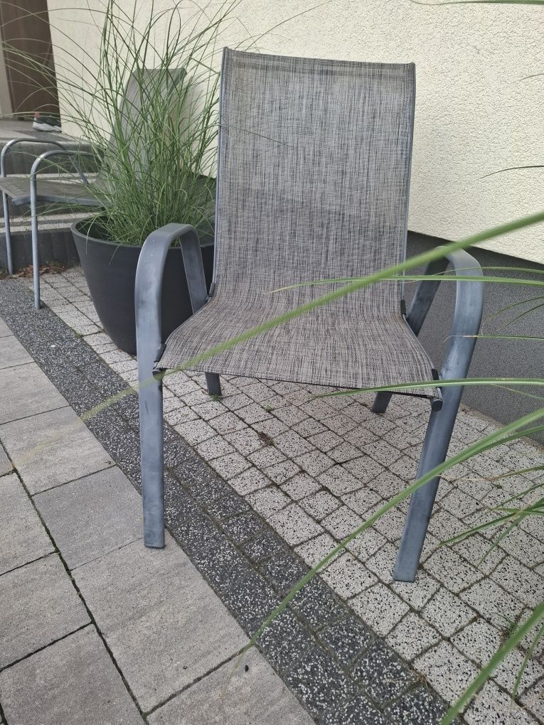 Stół szklany, aluminiowy +6 krzeseł