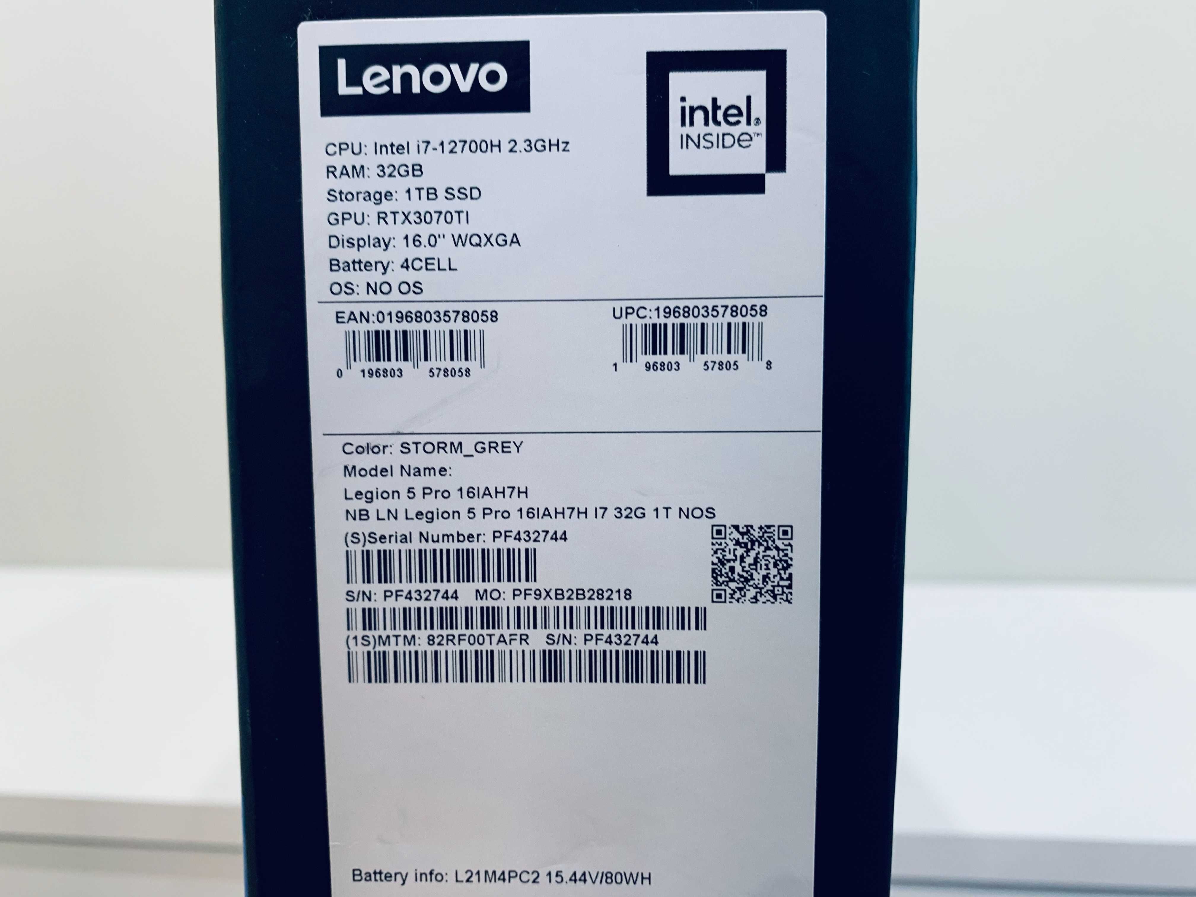 Lenovo Legion 5 Pro 16 RTX3070TI i7-12700HS/32GB/1TB 16IAH7H Ноутбук