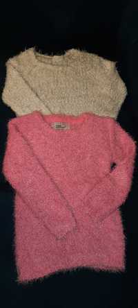 Dwa puchate sweterki r. 128, 134 cm