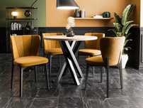 Nowoczesny zestaw stół Okrągły + 4 krzesła tapicerowane Tulipan Loft