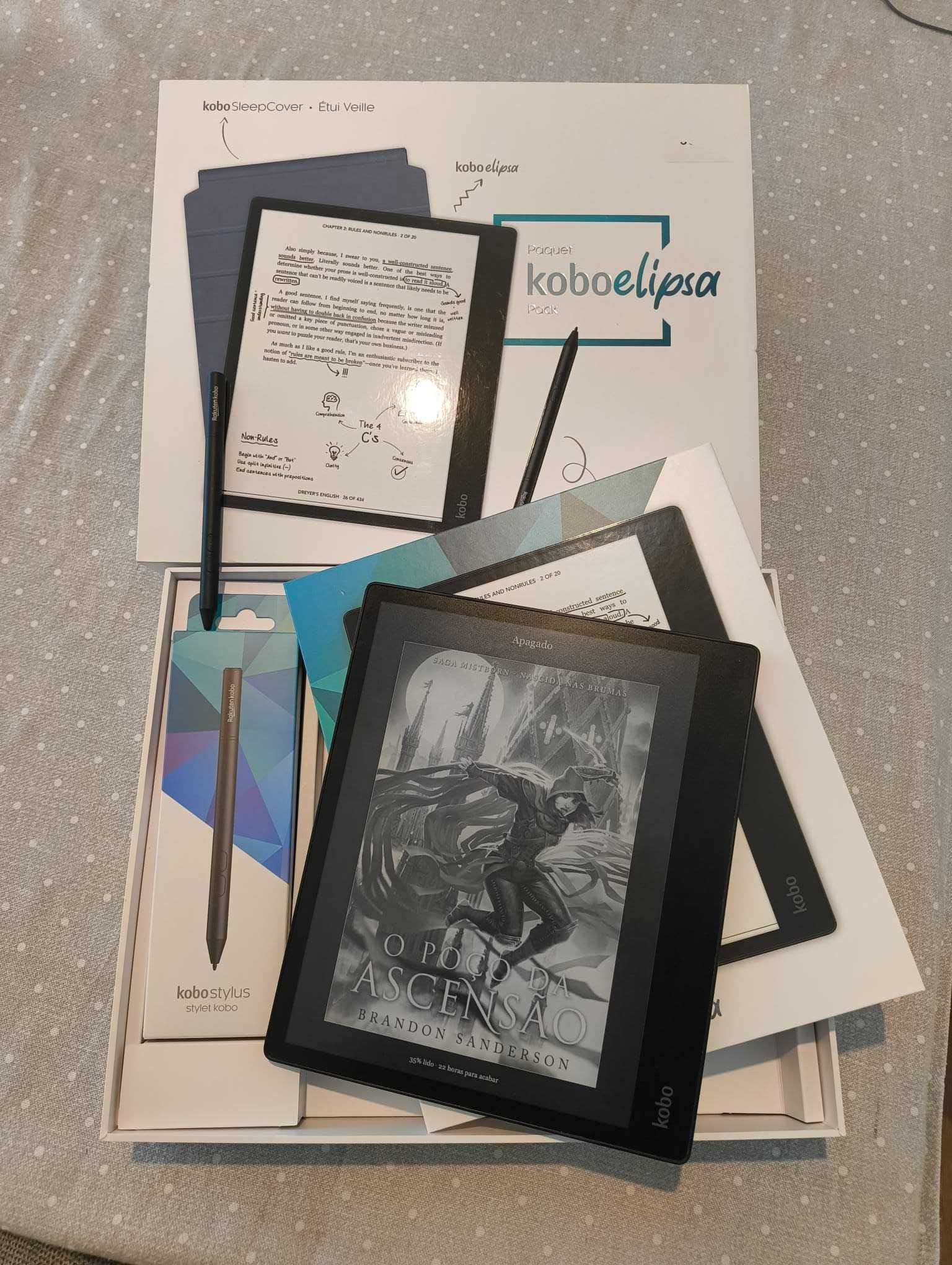 Ereader Kobo Elipsa + Stylus + pilhas em excelente estado