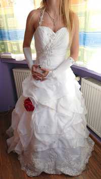 Suknia ślubna biała princeska piękna Rozm: 37-39 / Весільна сукня