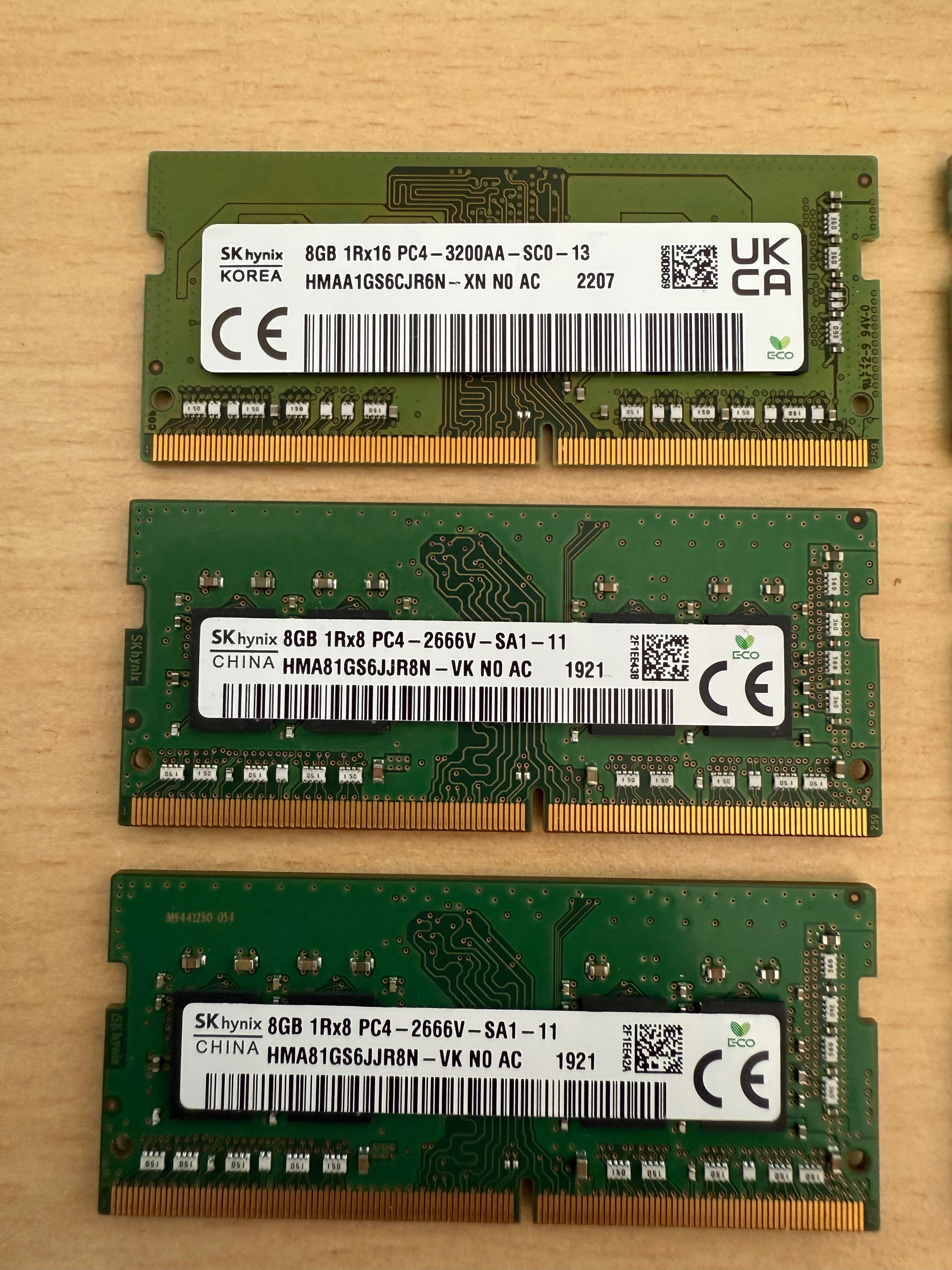 Pamięci RAM 8GB DDR4 PC4 / 4GB DDR3 PC3L / 256MB DDR2 PC2