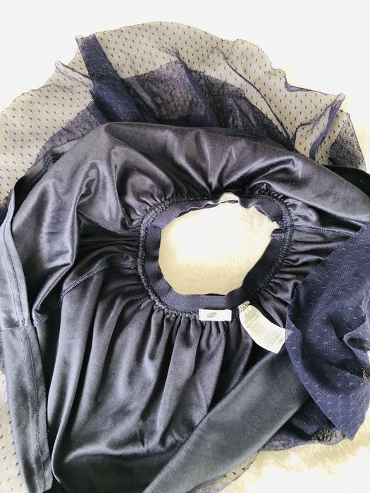 Granatowa tiulowa spódniczka balerina ze srebrnym paskiem 128 cm