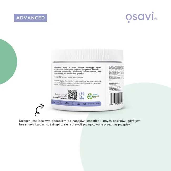 OSAVI Kolagen 150g Skóra Włosy Paznokcie Peptydy Kolagenowe Owocowy
