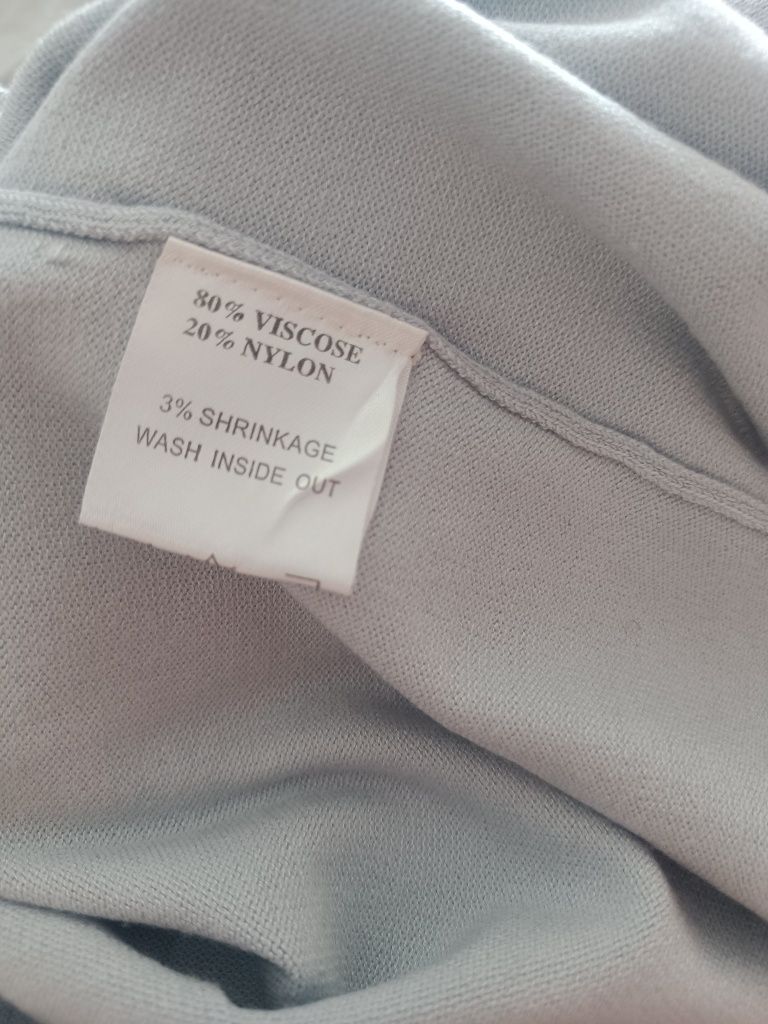 DNY Rozpinany sweter kardigan niebieski z wiskozy 40 L jak 46/48 XXL